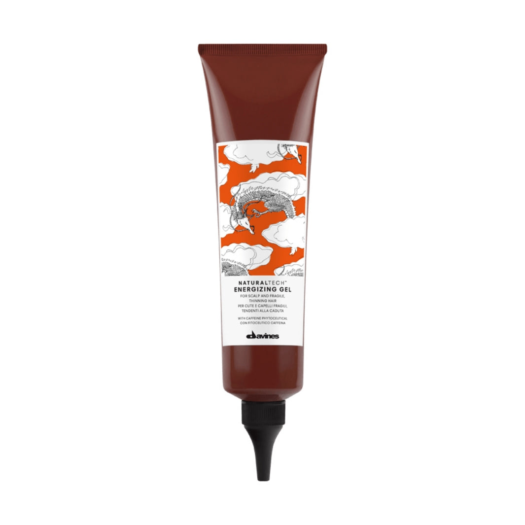 Davines Natural Tech Energizing Gel. Tretmanski gel za jačanje tanke, ispadanju sklone kose stimulira rast kose uz istovremeno jačanje korijena vlasi kako bi se prevenirala buduća oštećenja. 