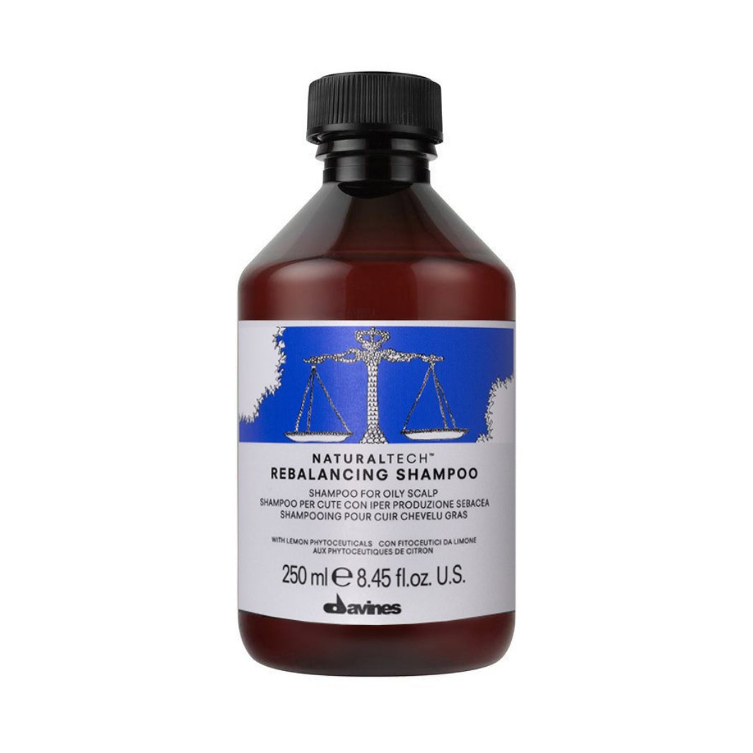Davines Natural Tech Rebalancing Shampoo. Šampon za uravnoteženje masnog vlasišta dubinski čisti kosu koja se pretjerano masti. 