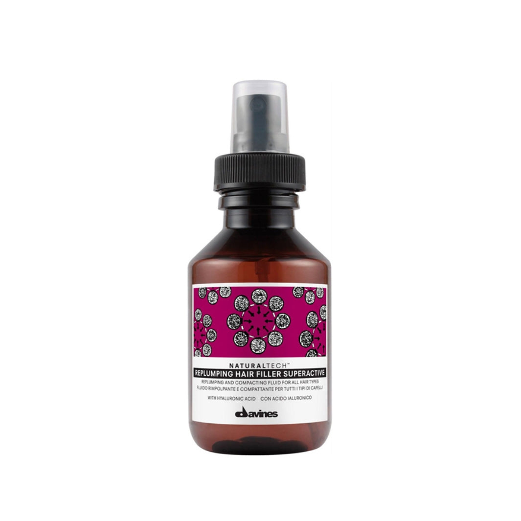 Davines Natural Tech Replumping Hair Filler Superactive. Serum za kosu koji se ne ispire popunjava vlas, poboljšava strukturu i čini kosu sjajnijom. 