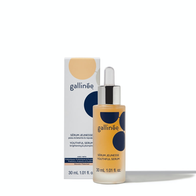 Gallinee Youthful Serum. Anti-age serum za lice na bazi prebiotika i postbiotika pruža trenutni učinak osvježene, zategnutije kože.